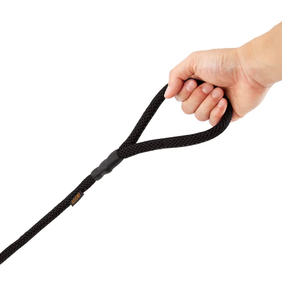 Gooby Mesh Leash - Black, 4 Ft - Breathable Mesh 4 Foot Leash For Small Dogs With Bolt Snap Clasp - On The Go Dog Leashes For Small, Medium, And Large Dogs