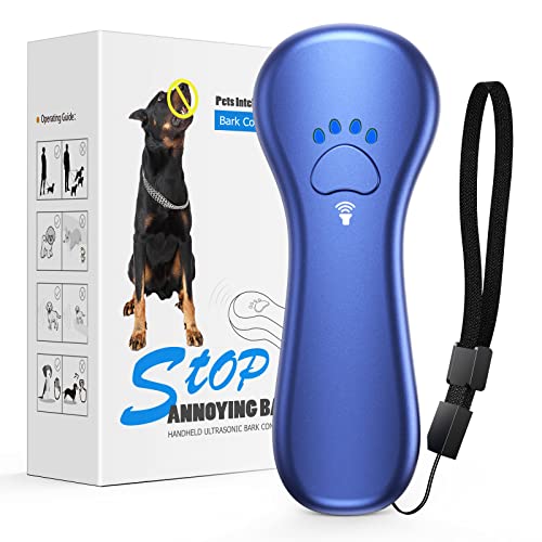 Ahwhg New Anti Barking Device,Dog Barking Control Devices,Rechargeable Ultrasonic Dog Bark Deterrent Up To 16.4 Ft Effective Control Range Safe For Human & Dogs Portable Indoor & Outdoor(Blue)