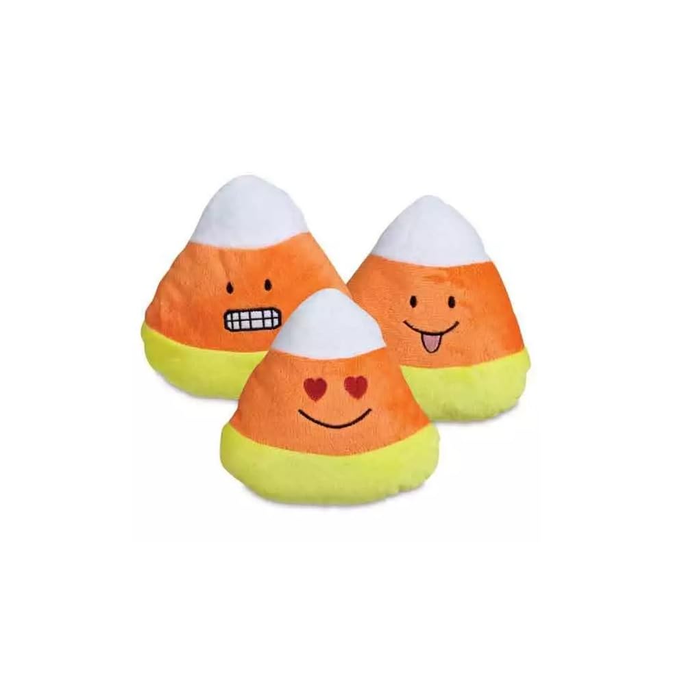 Soft Dog Toys Candy Corn Plush Squeaker Funny Face Emoji 6 Choose Smile Grin Hearts Or Set (Smile)