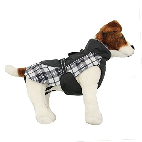 Alpine All-Weather Dog Coat - Black and White Plaid