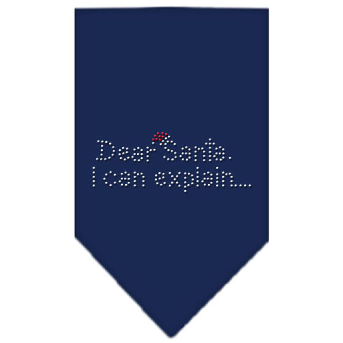 Christmas Pet and Dog Bandana Rhinestone, &quot;Dear Santa, I Can Explain&quot; Navy Blue Small