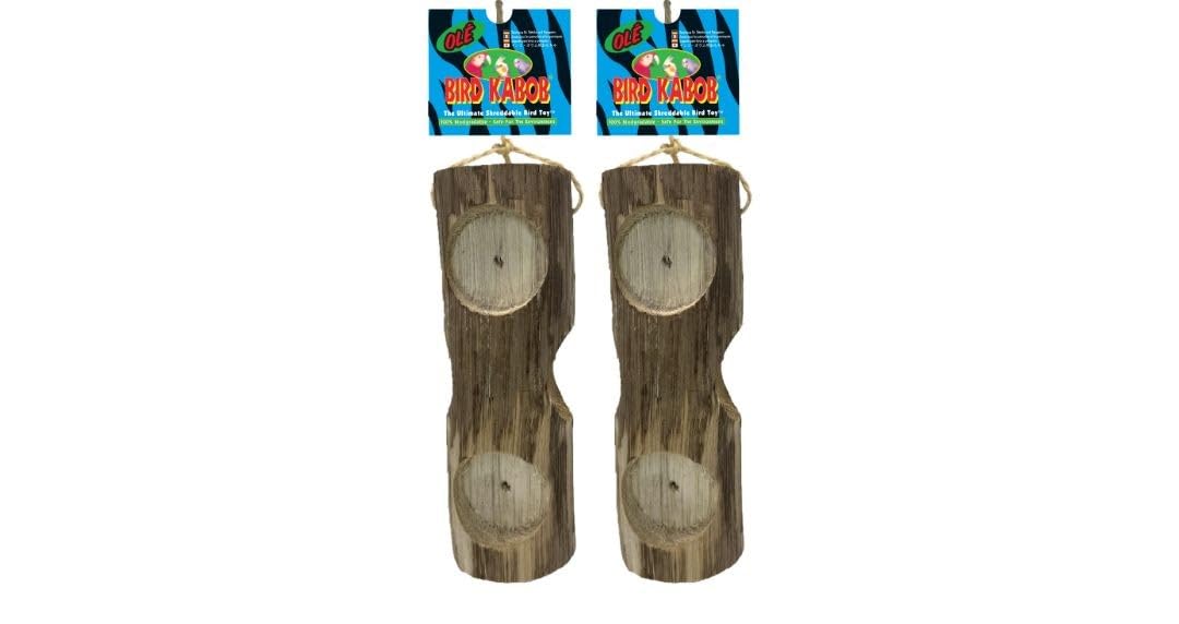 BIRD KABOB Ole - 2 Pack - an All-Natural, Holistic, Veterinarian Recommended, Earth Friendly, shreddable Cylinder-Shaped Hanging