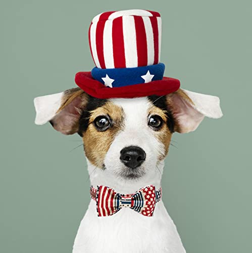 Elegant Little Tail American Flag Bowtie Dog Collar, S, Multi-Color, Small Dogs