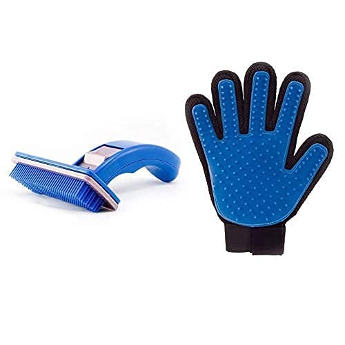 Psk Pet Mart Slicker Brush Pet Grooming Glove For Dogs And Cats Shedding Small Medium Large Breeds (Blue) Pet Hair Remover Glove