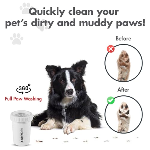 Dexas Mudbuster Portable Dog Paw Washer/Paw Cleaner, Medium, Bright White- Special Edition (Pw71032-22Wp)