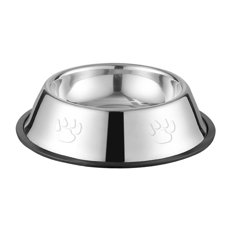 Coskira Pet Bowl Stainless Steel, Metal Dog Cat Food Large Round Water Bowl With AntiSlip Pad, Food Bowl Feeder Water Dish Bowl