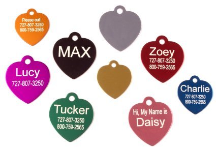 Providence Engraving Custom Heart-Shaped Pet Id Tag - Small Or Large Personalized Heart-Shaped Aluminum Dog Tag Or Cat Tag With 