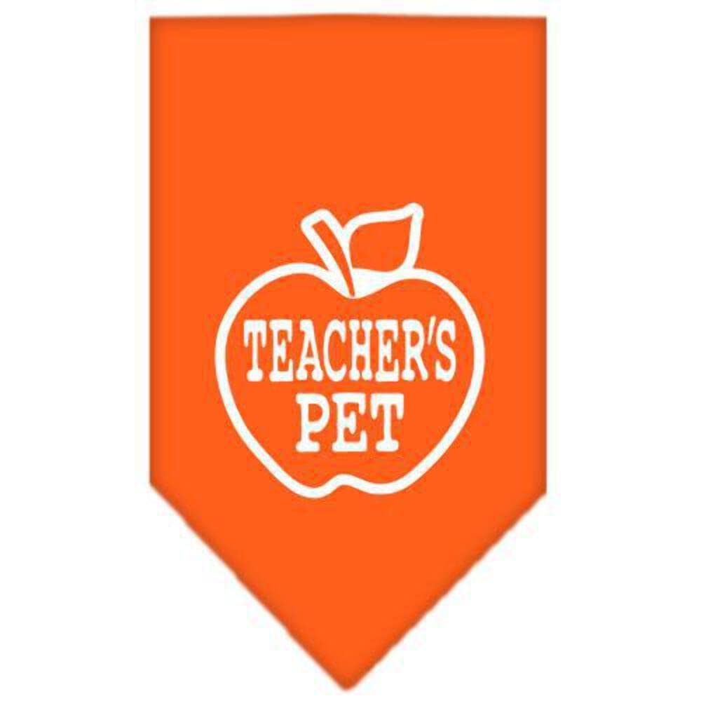 Pet and Dog Bandana Screen Printed, &quot;Teachers Pet&quot; Orange Small