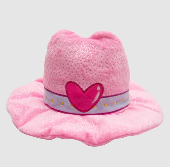Snugarooz Save A Horse Plush Toy with Repair Patch - Sustainably Made, Soft & Durable Dog Toy - Pink Cowboy Hat Design for Play,
