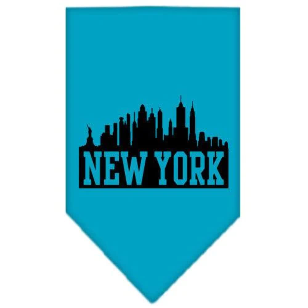 Mirage Pet Products New York Skyline Screen Print Bandana, Large, Turquoise