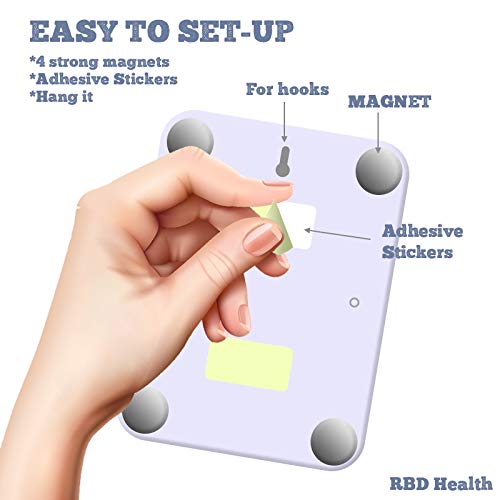 RBD Health Dog Feeding Reminder, Magnetic OR Double Sided Adhesive Application, Reminder with Weekdays AM/PM Indicators to Track