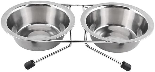 Penta Paws Stainless Steel Double Dog Bowl Feeder  NonSlip Food & Water Dish With Removable Bowls For Puppies, Cats & Small Pe