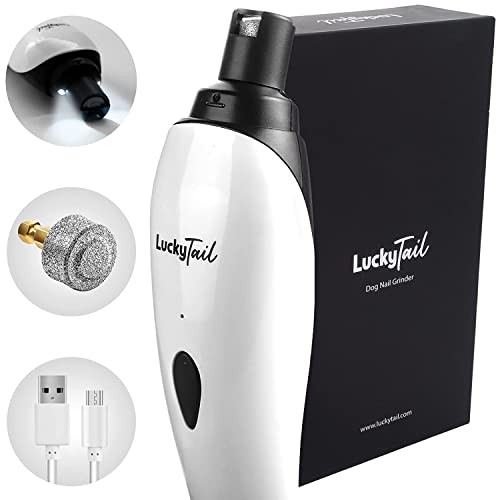 Luckytail - Dog Nail Grinder - Small & Large Dogs - Whisper Quiet Operation (30- 50Db) - Powerful 2-Speed Motor - Led Light - Re