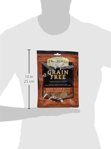 Darford Grain Free Dog Treats - Bacon Recipe - 12 oz Bag - All Natural Baked Dog Biscuits with Real Meat - No Corn, Soy, or Grai