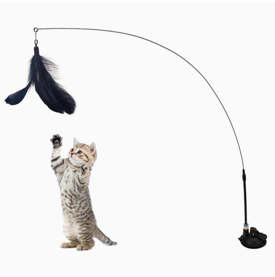 Veemok Cat Teaser Wand Toy With Suction Cup  Interactive Feather Cat Toy For Indoor Cats | HandsFree SelfPlay Exercise Toy Fo