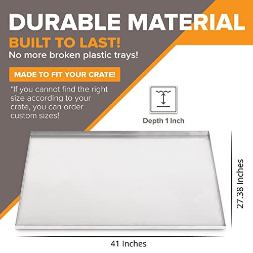 Pinnacle Systems Replacement Tray For Dog Crate - Chew-Proof And Crack-Proof Metal Pan For Dog Crates (Galvanized, 41'X27.38'X1')