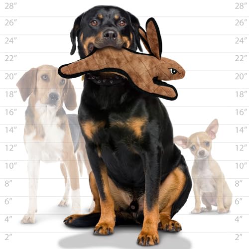 Tuffy - World'S Tuffest Soft Dog Toy - Barnyard Brown Rabbit - Squeakers - Multiple Layers. Made Durable, Strong & Tough. Interactive Play (Tug, Toss & Fetch). Machine Washable & Floats