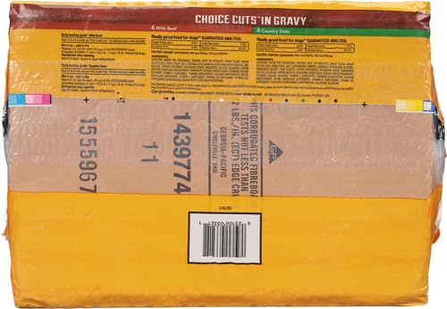 PEDIGREE CHOICE CUTS IN GRAVY Adult Canned Soft Wet Dog Food Variety Pack, with Beef and Country Stew, 13.2 oz. Cans (Pack of 12