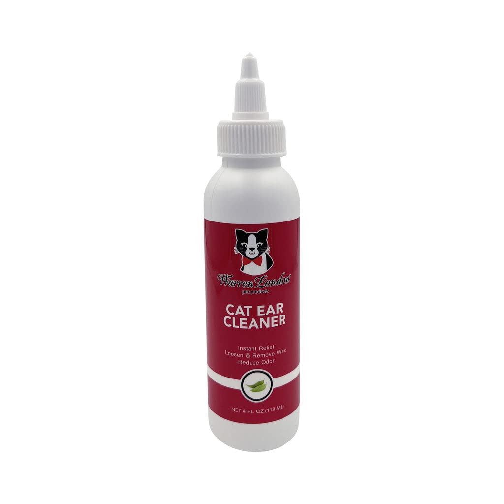 Warren London Cat Ear Cleaner | Ear Cleaning Solution For Cats And Kittens With Aloe Vera | Kitten Ear Cleaner & Ear Wash For Ca