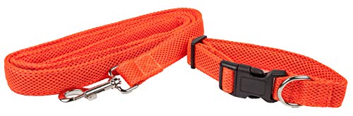 Petlife Aero Mesh 2-In-1 Dual Sided Comfortable And Breathable Adjustable Mesh Dog Leash-Collar, Small, Orange (Clsh14Orsm)