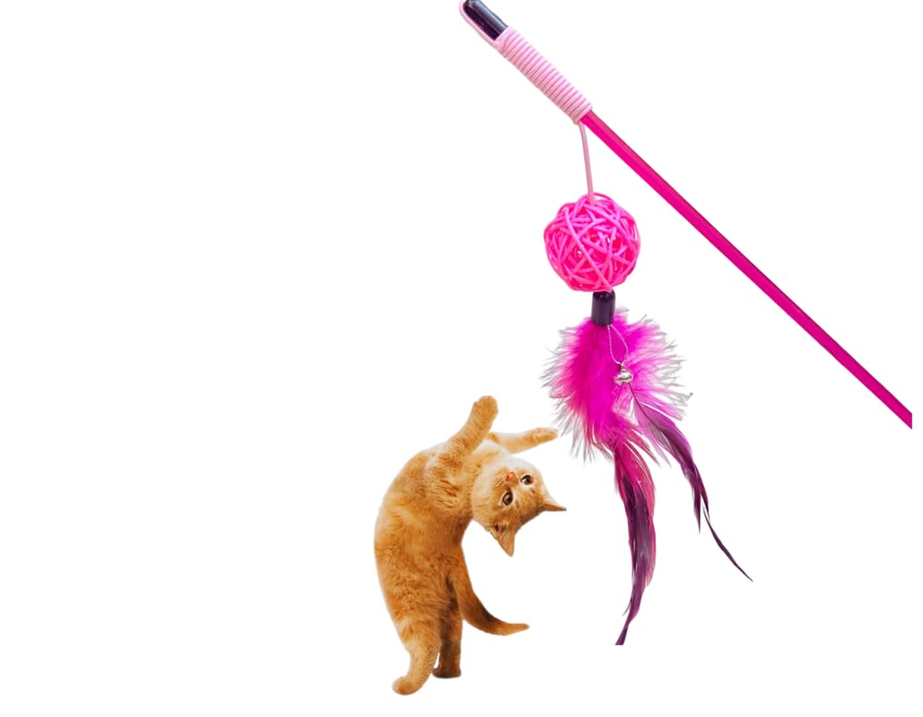 Psk Pet Mart Feather Teaser Cat Toy, Interactive Wand Toy Flying Catcher