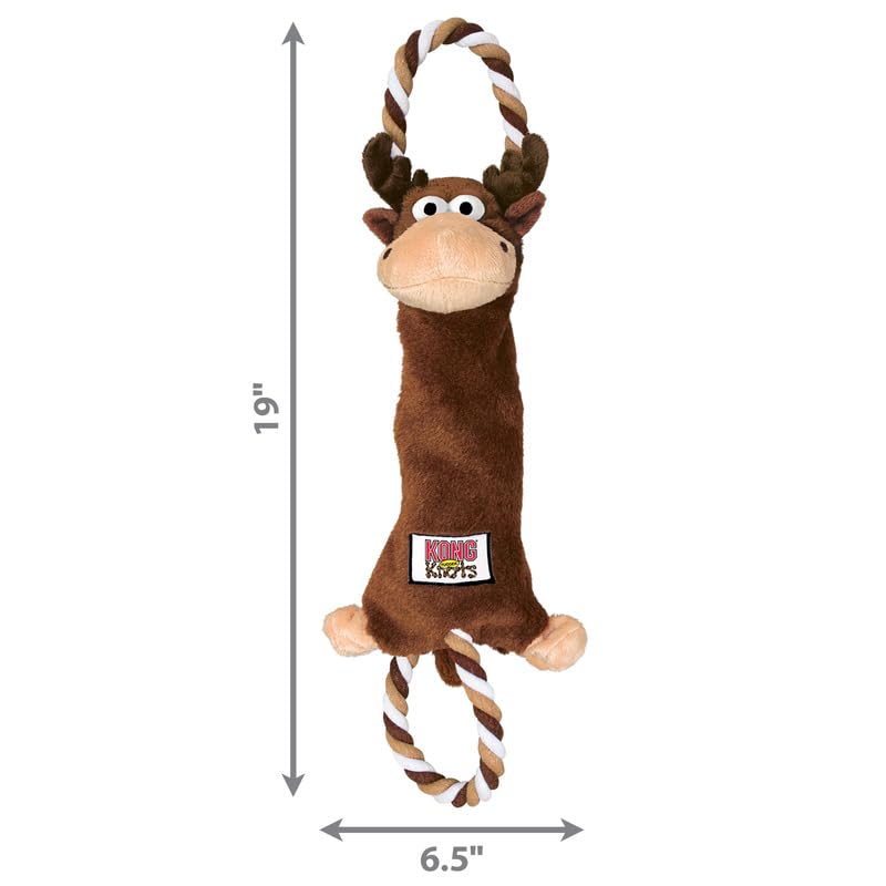 Kong - Tugger Knots Moose - Tug Of War Dog Toy, Minimal Stuffing And Looped Ropes For Added Strength - For Medium/Large Dogs