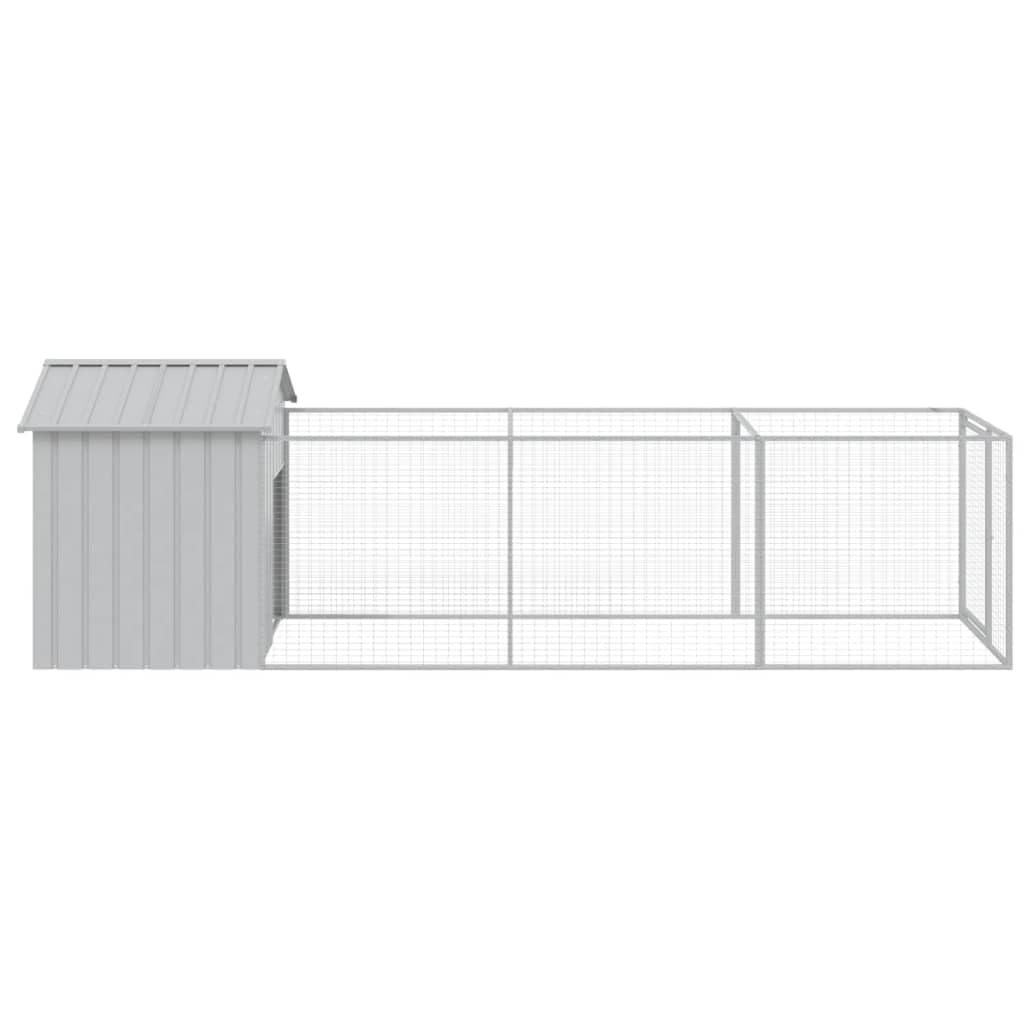 vidaXL Dog House - Light Grey Galvanised Steel Kennel with Lockable Door, 159.5"L x 46.1"W x 48.4"H, Model 3189064
