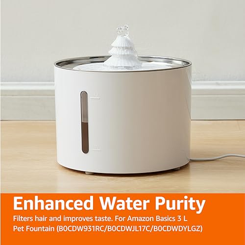 Amazon Basics Filters for 3L Pet Water Fountain, Pack of 6, White