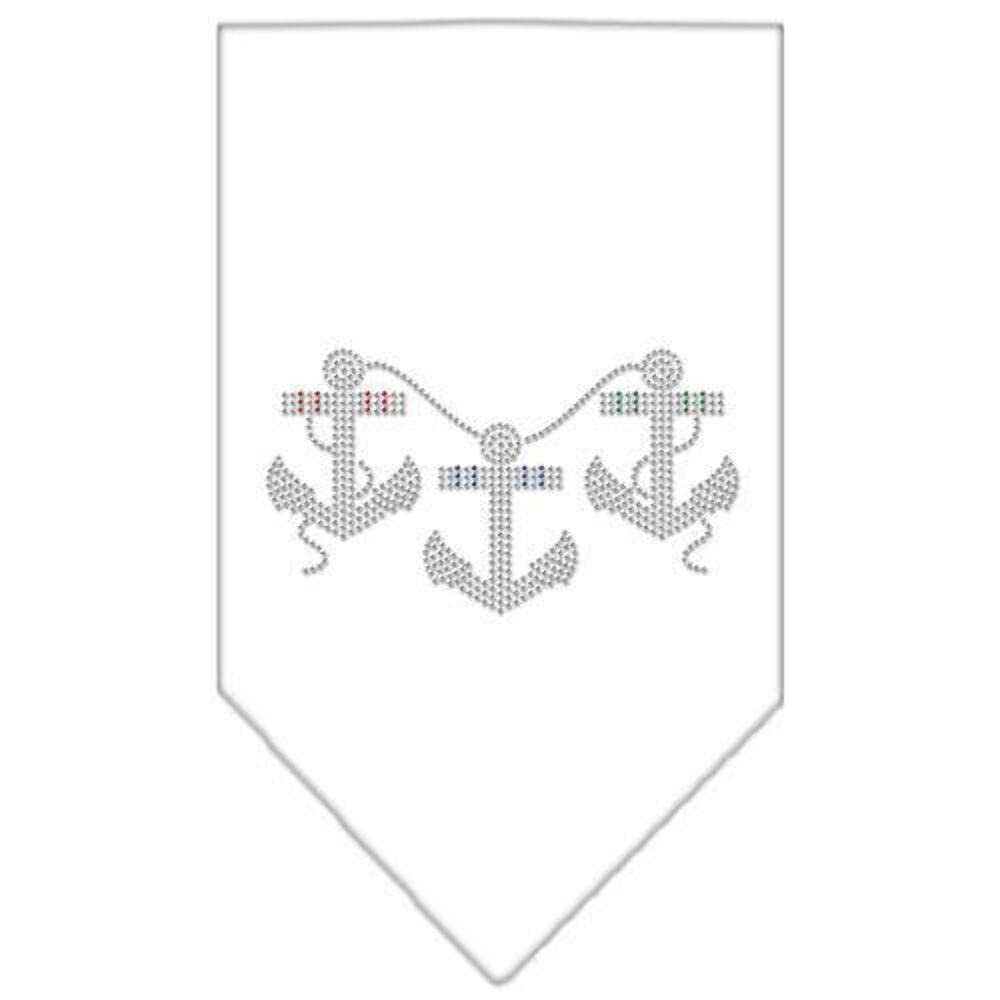 Mirage Pet Products Anchors Rhinestone Bandana, Small, White