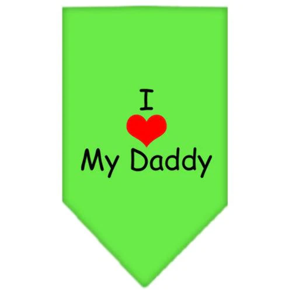 Pet and Dog Bandana Screen Printed, &quot;I Love My Daddy&quot; Bright Pink Large