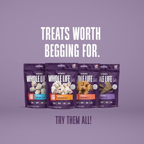 Whole Life Dog Just One Chicken Freeze Dried Dog Treats - Human Grade High Protein Food, Healthy Training Snacks, Freeze Dried F