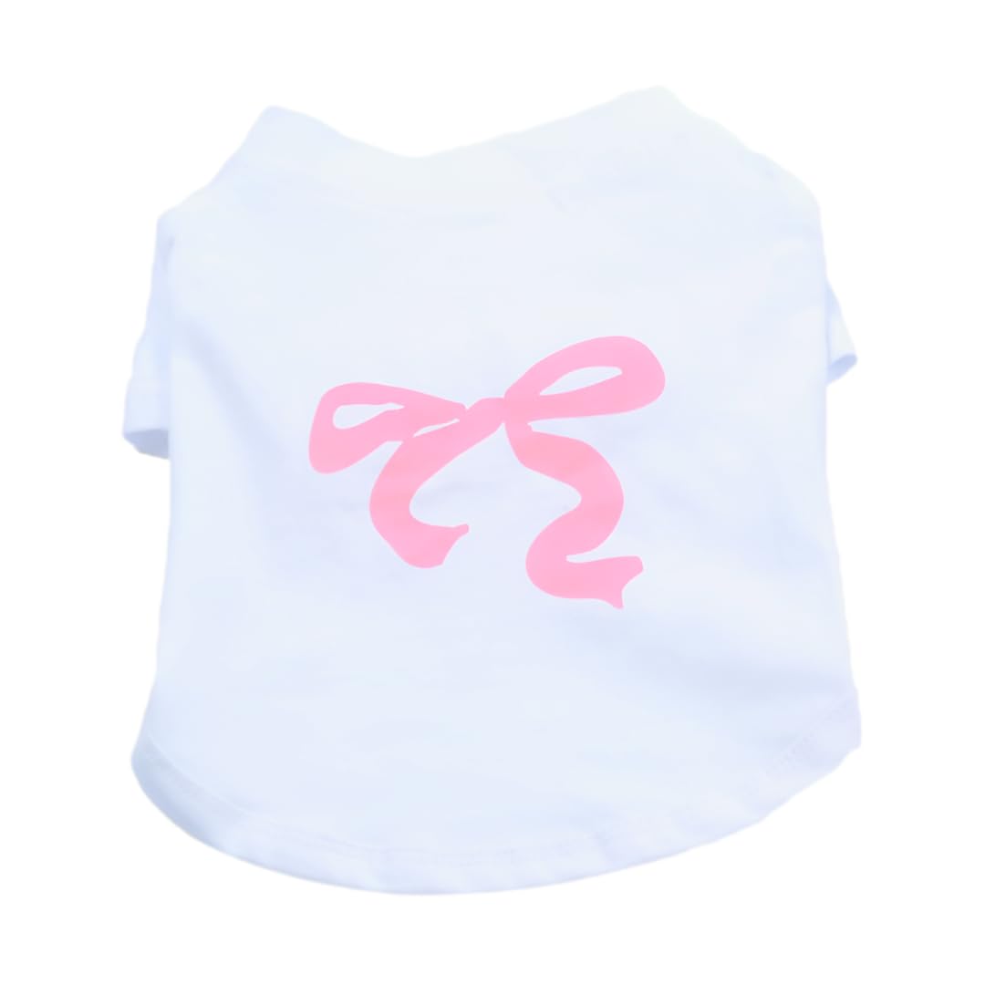 Dog T-Shirt Tee Clothes Vest Lightweight Stretchy Soft Cool Breathable Puppy (Pink Bow, Small)
