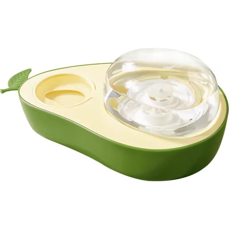 Tukloz Cute Water And Bowl Feeder Station Home Cat Waterer Plastic Avocado Pets Drink With For Drinking Device For Pet Feeding T