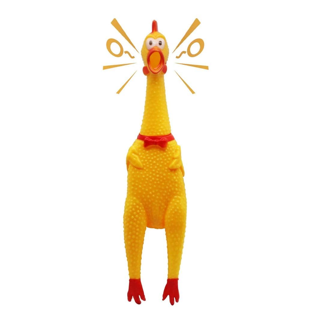 Pet Fun Durable Squawking Chicken Rubber Squeeze Toy With Sound And Hilarious Squeaky & Screaming Hen Toy, Ideal For Puppies, Ad