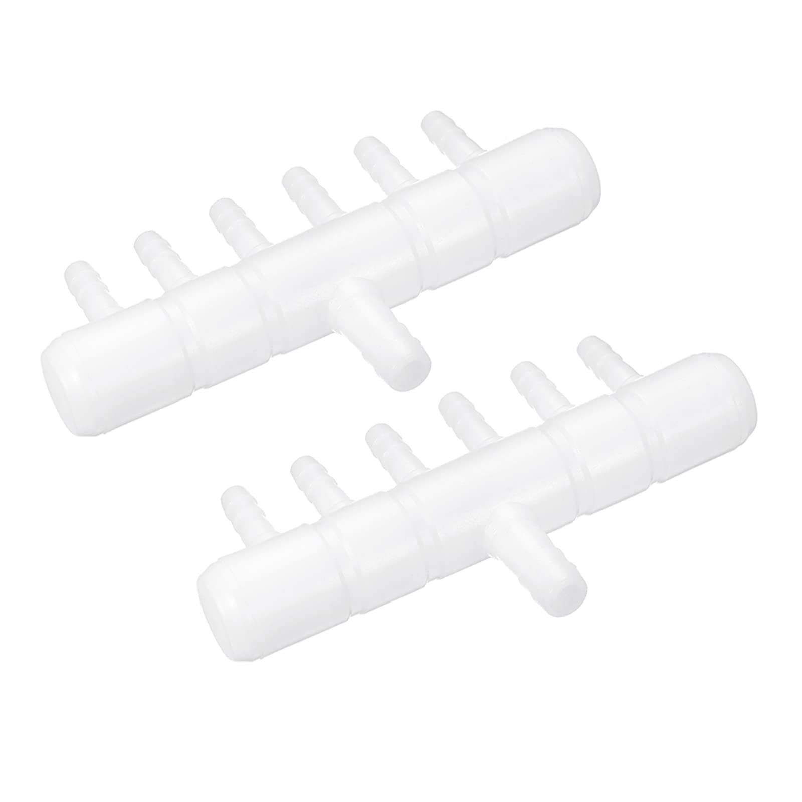 uxcell 2Pcs 8mm to 5.5mm 6 Ways Air Line Tubing Splitter Connector Fish Tank Oxygen Pipe Air Tubing Adapter for Aquarium, White