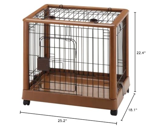 Richell Wood Mobile Pet Pen 640, Autumn Matte Finish