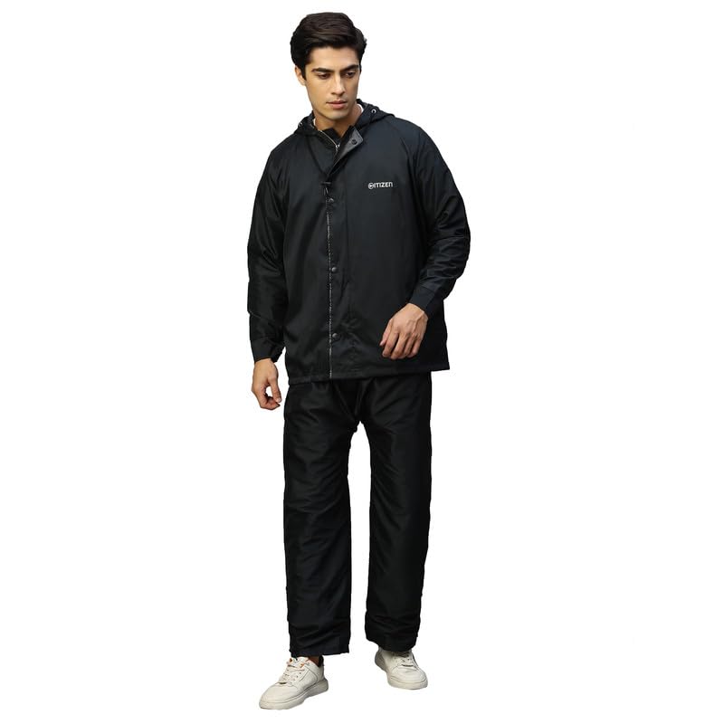 Citizen Reversible Raincoat For Men With Adjustable Hood, Waterproof Pant And Carry Pouch | Durable & Lightweight 190T Polyester