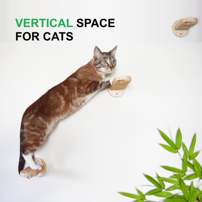 4 Pack - Cat Wall Steps Cat Ladder For Indoor Cats Natural Cat Walkways For Walls Cat Wall Climber