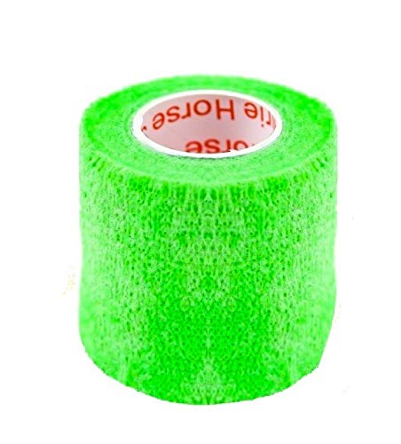 2 Inch Vet Wrap Tape Bulk (Neon Green) (Pack of 12) Self Adhesive Adherent Adhering Flex Bandage Grip Roll for Dog Cat Pet Horse