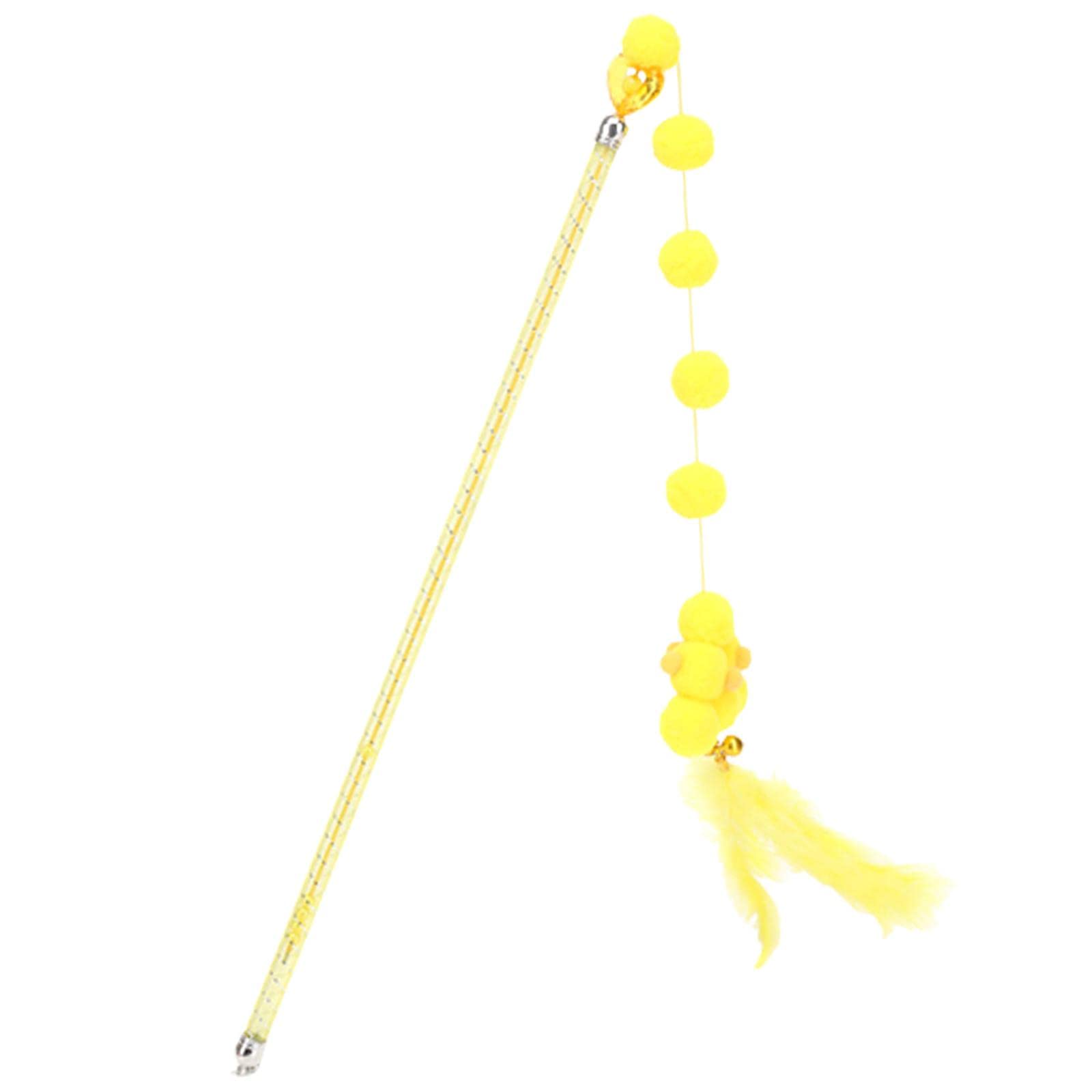 Ujeavette Cat Teaser Interactive Toy Exercising Iq Improving Funny Teasing Wand Yellow