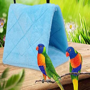 Magnoloran 2 Pack Warm Bird Nest House Bed Hanging Hammock Sleeping Bed Plush Hanging Snuggle Cave Happy Hut For Pet Parrot Cockatiel Cockatoo Parakeet Conure African Grey Macaw (Blue&Pink)