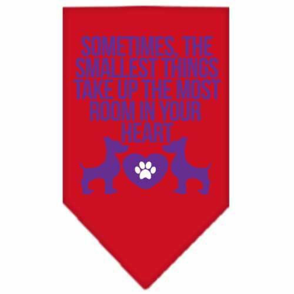 Pet and Dog Bandana Screen Printed, "Sometimes, The Smallest Things Take Up The Most Room In Your Heart" Yellow Large