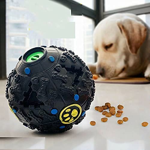 TRADESK Anky Dog Toys IQ Treat Ball Dog Food Dispenser Teeth Cleaning Chewing NonToxic Durable Rubber Playing Chew Play Ball wi