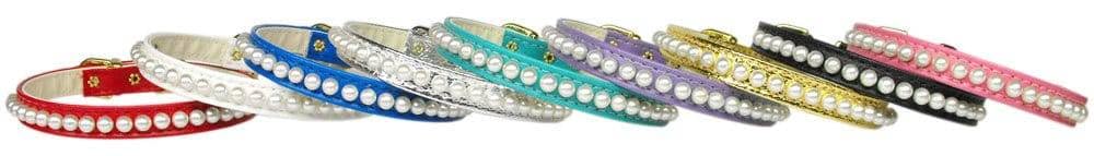 Dog, Puppy & Pet Collar, 3/8&quot; Wide Pearl - 14 - White