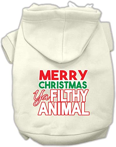 Ya Filthy Animal Screen Print Pet Hoodie Cream Med 12