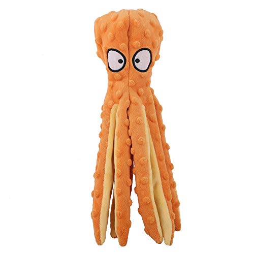 PetVogue Dog Squeaky Crinckle Toys Octopus No Stuffing Crinkle Paper Cracking Plush Dog for Puppy Teething, Durable Interactive 