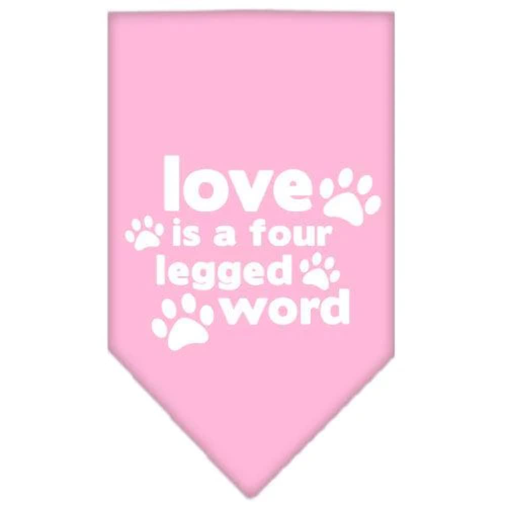 Mirage Pet Products Love is a 4 Leg Word Screen Print Bandana for Pets, Small, Light Pink