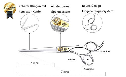 Dream Reach Professional Dog Grooming Straight, Curved, Thinning/Blending/Chunking Scissors Kit, Jp-440C Stainless Steel Pet Cat Hair Cutting/Trimming Shears (7 Inch-Straight Scissors)