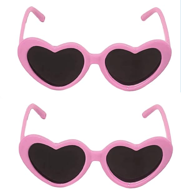 2Pcs Pink Heart-Shaped Pet Sunglasses Cute Pet Dog Sunglasses Cat Glasses Heart Sun Flower Glasses For Small Dogs Cat Accessorie