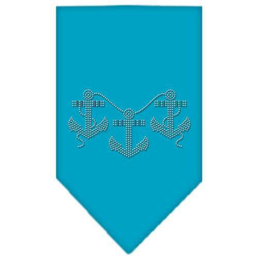 Mirage Pet Products Anchors Rhinestone Bandana, Large, Turquoise